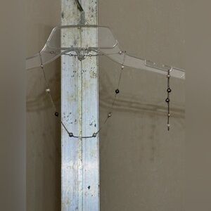 Tri-color real pearls on silver chain with matching bracelet set